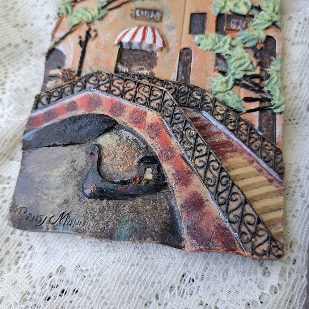 Vtg Ruane Manning Set 3D Textured Resin Wall Art Decor Sculpture Venice scenes